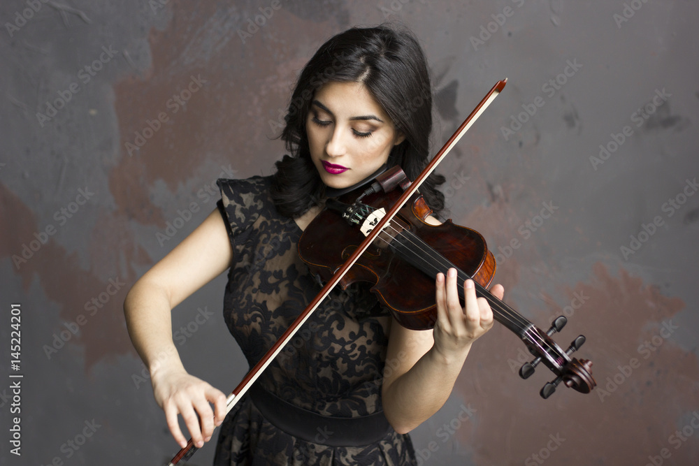 beautiful young woman with violin