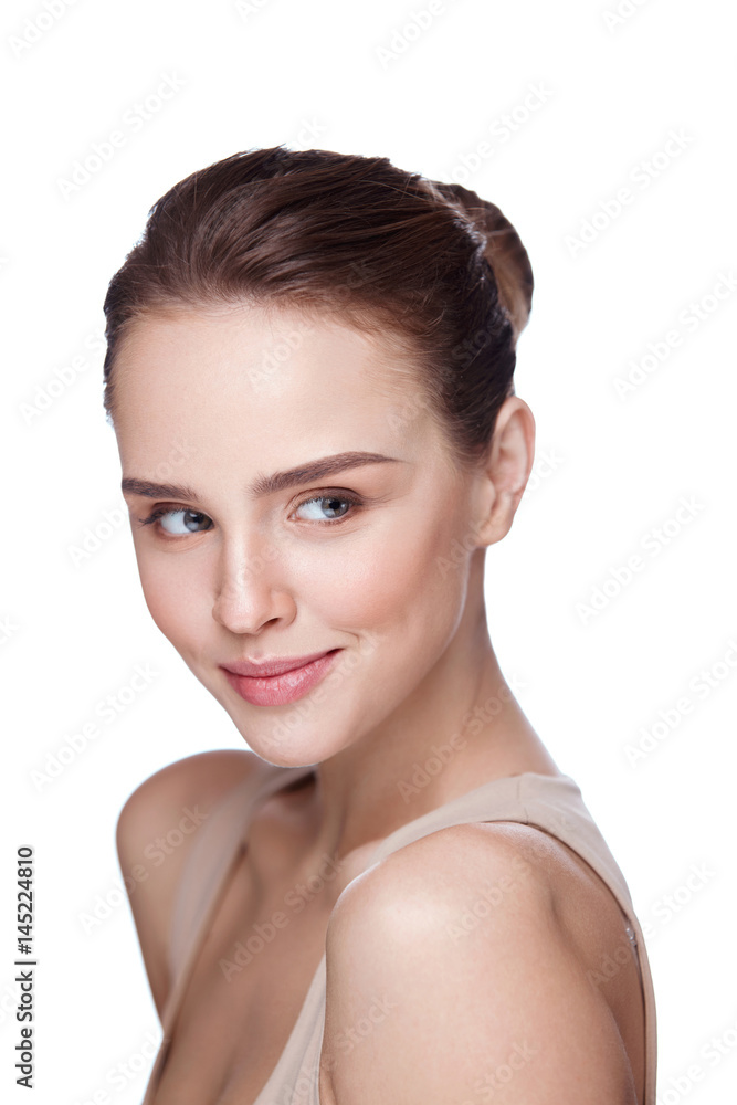 Beauty Face. Attractive Young Female Model On White Background Beauty Face. Attractive Young Female Model On White Background