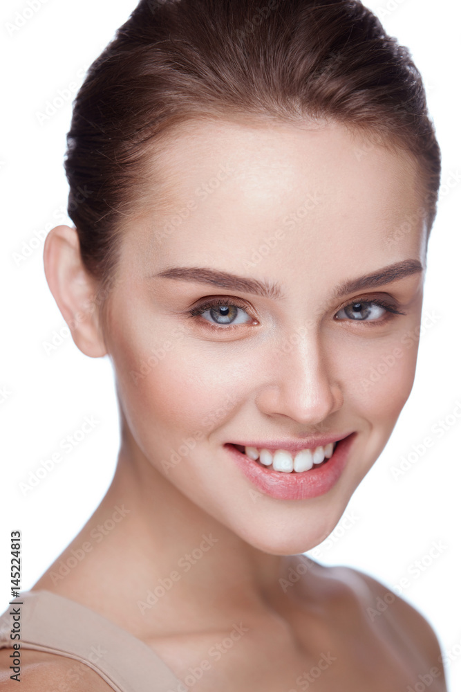 Beauty Face. Attractive Young Female Model On White Background Beauty Face. Attractive Young Female Model On White Background