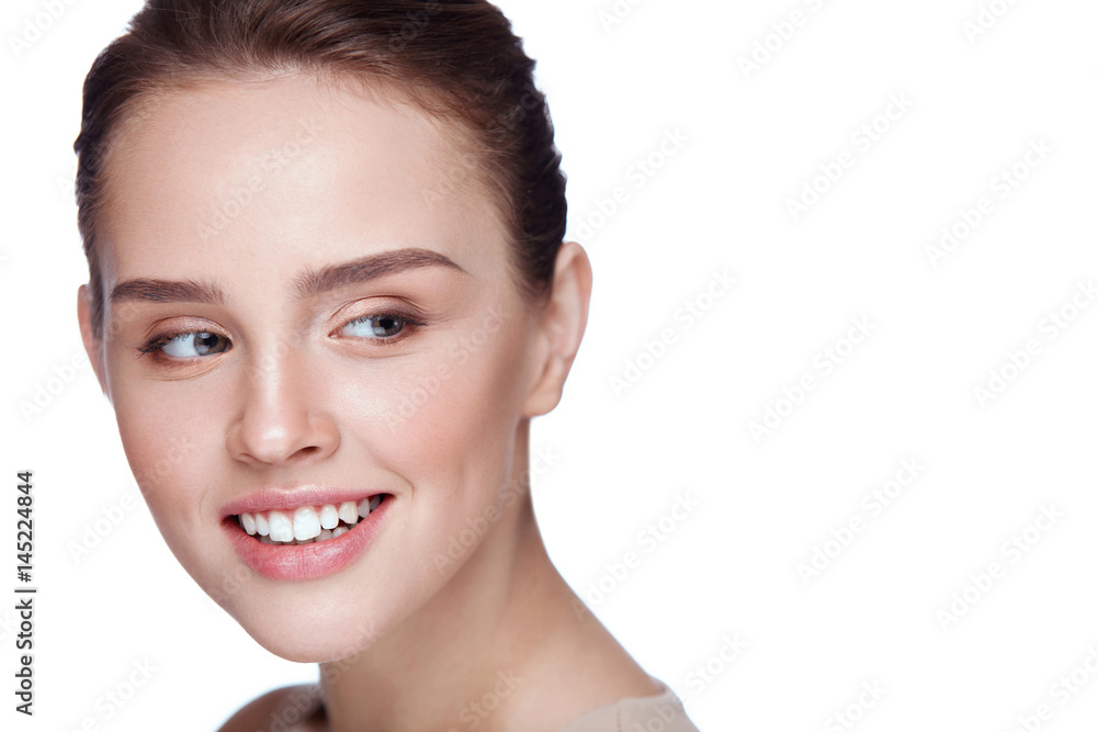 Beauty Face. Attractive Young Female Model On White Background Beauty Face. Attractive Young Female Model On White Background
