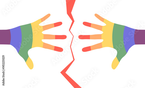 Separated colorful man hands