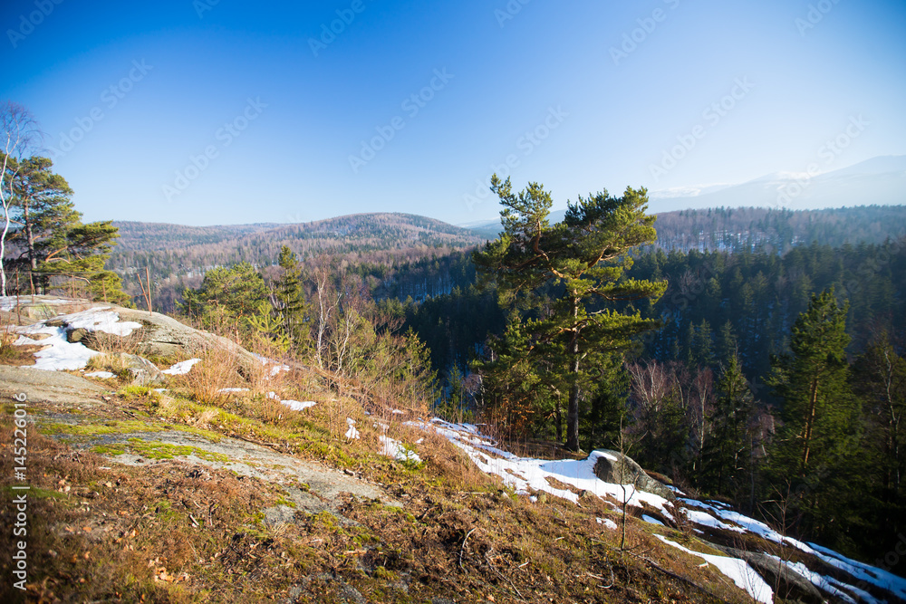 View to Karkonosze Poland, in winter.