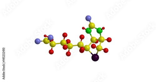 Molecular structure of biotin (vitamin B7), 3D rendering