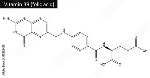 Photos Molecular structure of folic acid (vitamin B9)