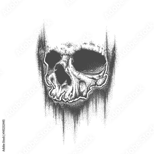 Abstract dotwork grunge skull.
