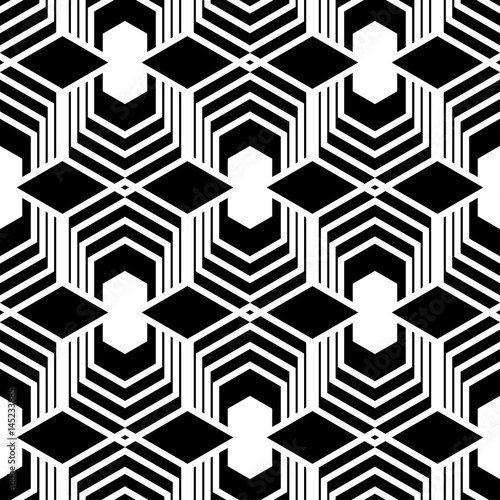 Seamless vector black and white geometric pattern.  