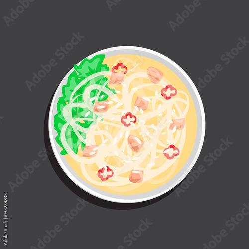 Cartoon vector illustration of noodles soup