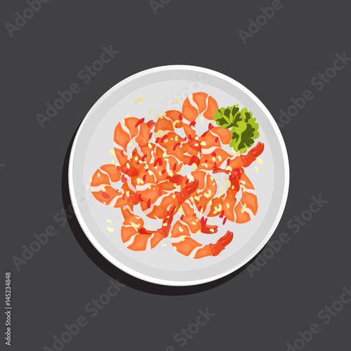 Cartoon vector illustration of fried shrimp