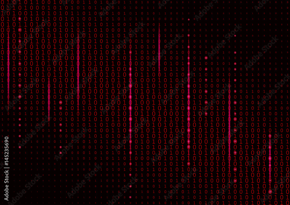 Binary code black and red background. Binary code black and red background.