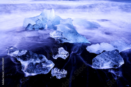 Blue glacier ice in the Jokulsarlon lagoon. Largest glacier lagoon or lake in south eastern Iceland. © Steve Bridge