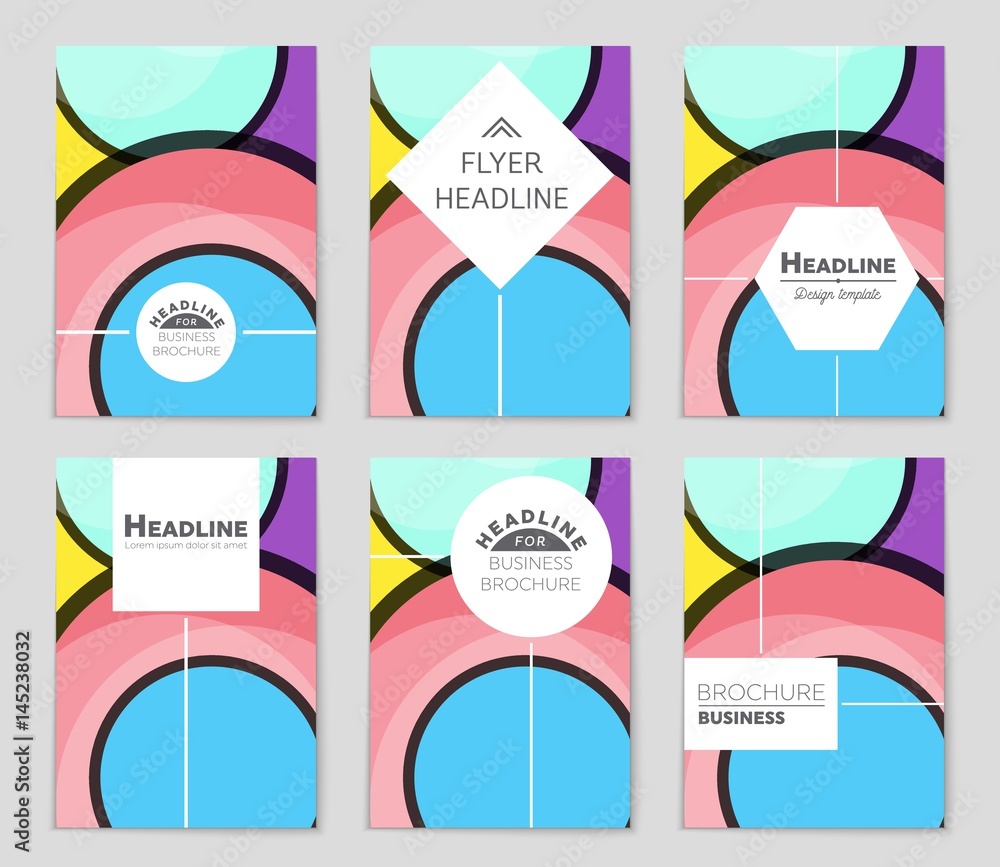 Obraz premium Abstract vector layout background set. For art template design, list, front page, mockup brochure theme style, banner, idea, cover, booklet, print, flyer, book, blank, card, ad, sign, sheet,, a4