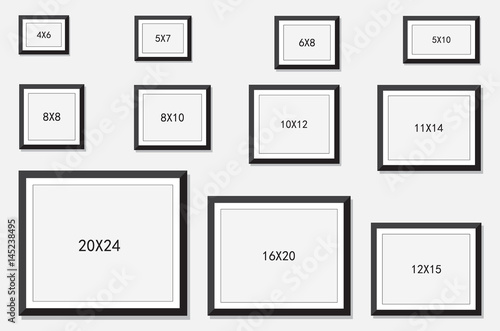 picture and photo frames size isolated on white background, vector illustration