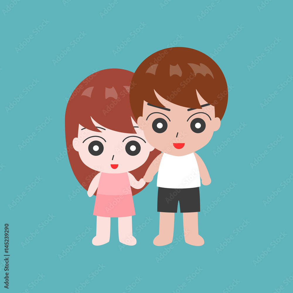 Couple holding hand in casual dress, flat design character Couple holding hand in casual dress, flat design character
