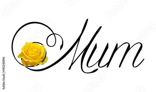 Mother's day card with yellow rose flower 