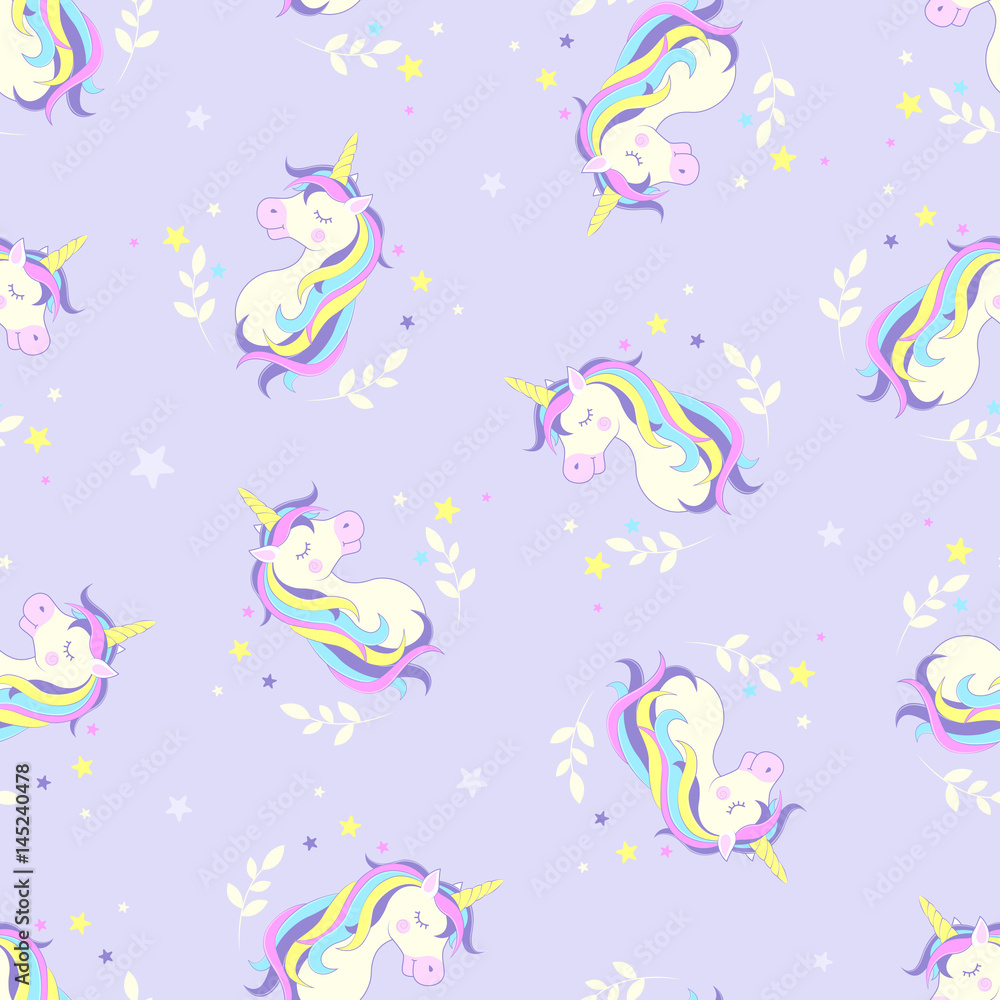 Obraz premium Seamless background with a unicorn. Pattern. Vector illustration.