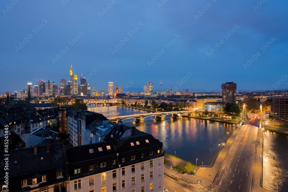 City of Frankfurt am Main skyline at night, Frankfurt, Germany.