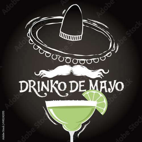 Drinko De Mayo design for celebration of the Mexican holiday on the fifth (Cinco) of May (Mayo). EPS 10 vector.