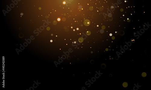 Gold light glitter sparkling effect on vector shining background