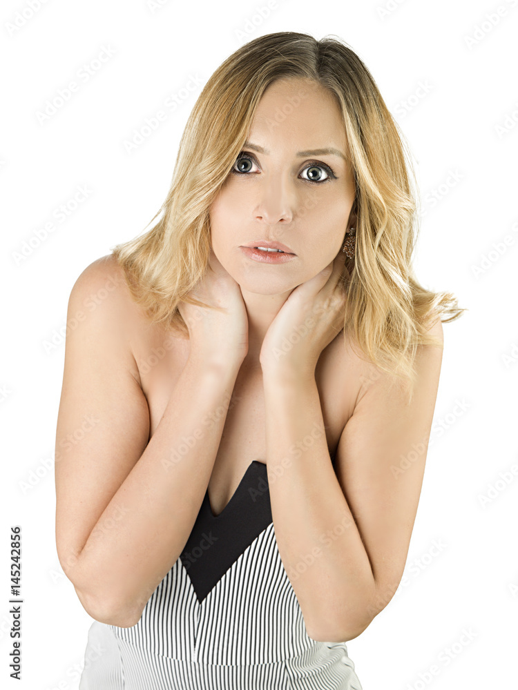 Obraz premium blonde woman portrait, lady in fashion dress