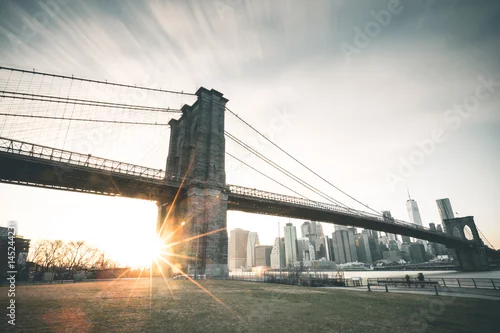 Obraz Zmierzch przy mostem brooklyńskim - Nowy Jork