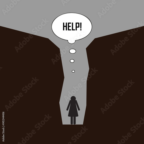 frau in einer schlucht gefangen piktogramm