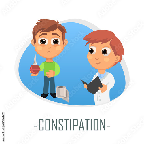 Constipation medical concept. Vector illustration.