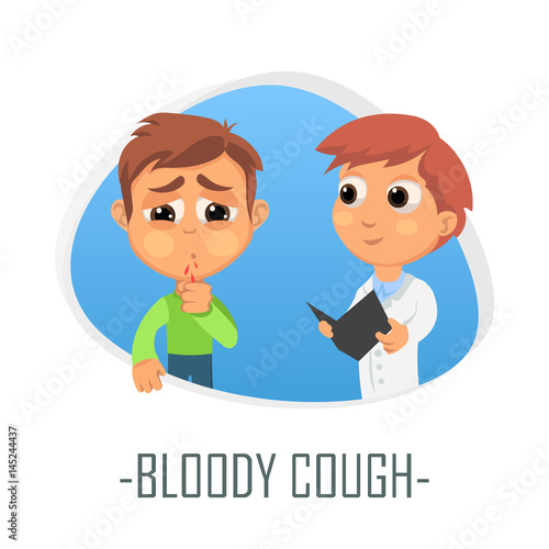 Bloody cough medical concept. Vector illustration.