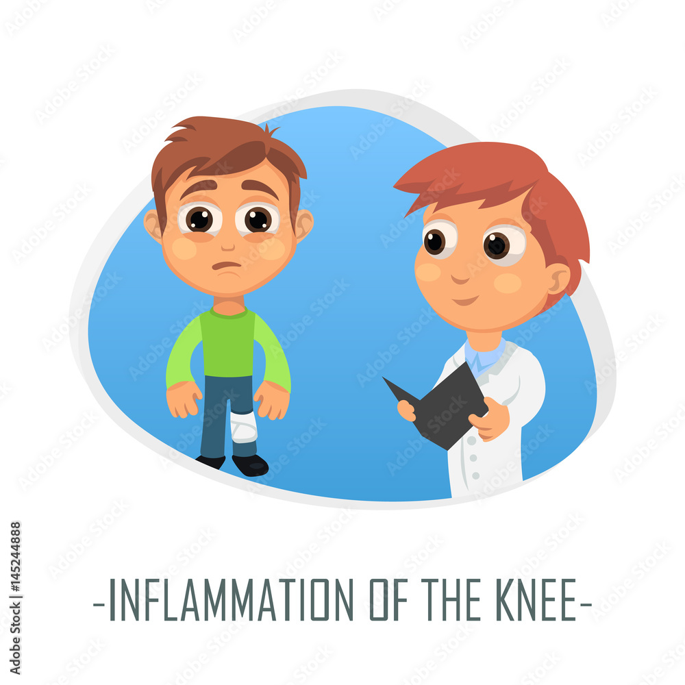 Inflammation of the knee medical concept. Vector illustration.