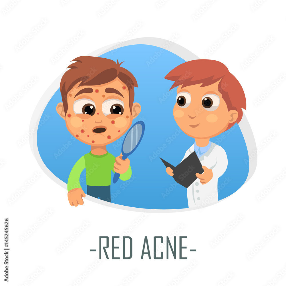 Red acne medical concept. Vector illustration. Red acne medical concept. Vector illustration.
