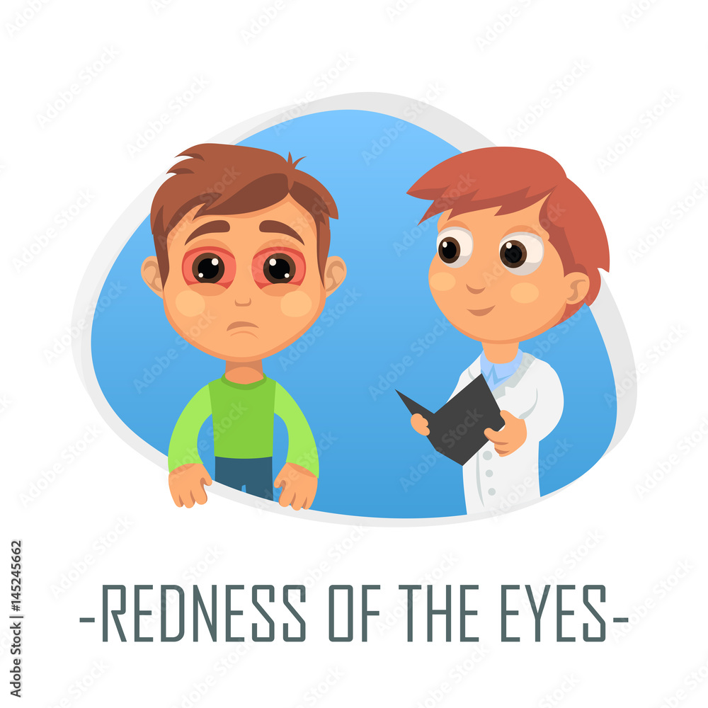 Redness of the eyes medical concept. Vector illustration.