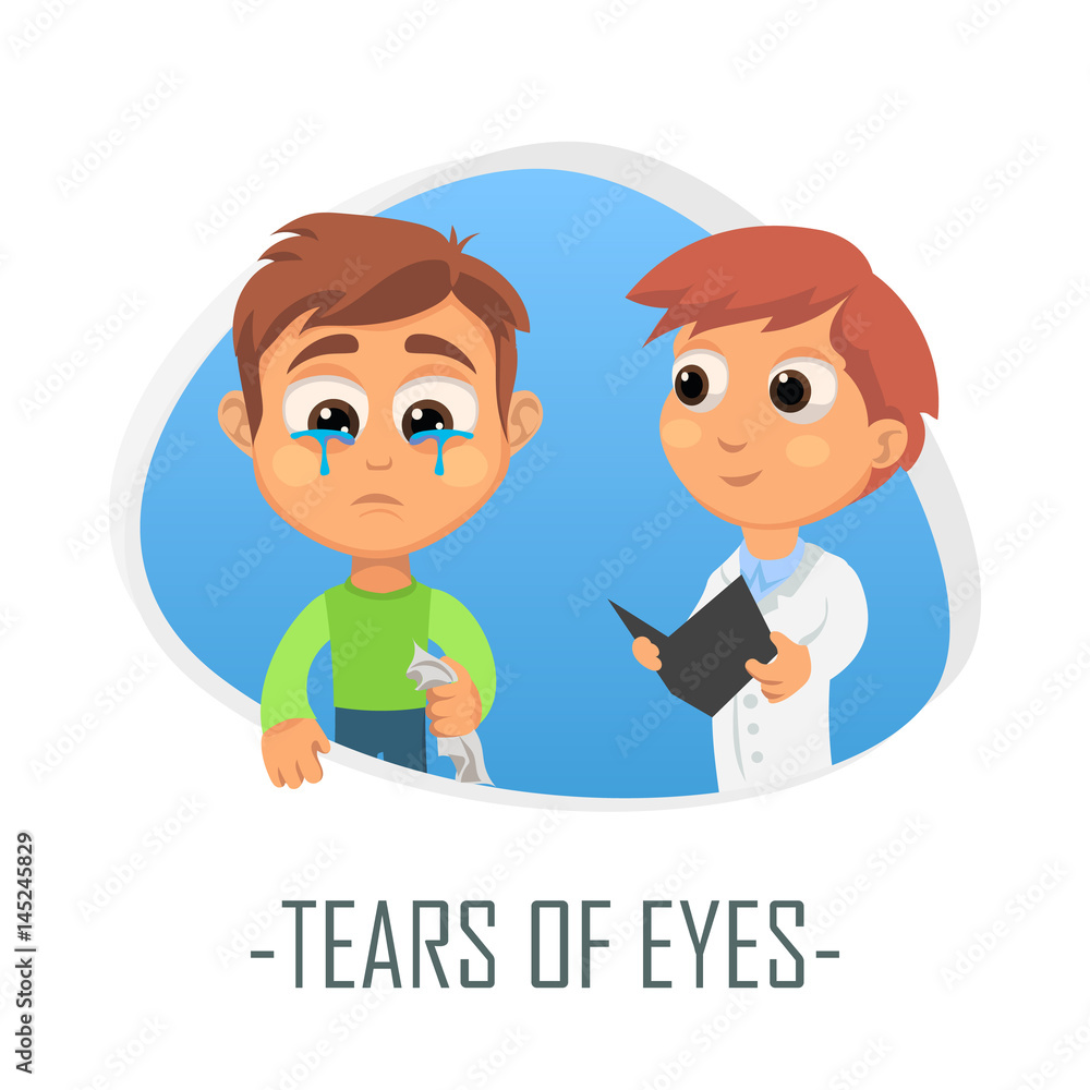 Tear of eyes medical concept. Vector illustration.