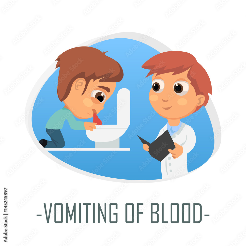 Vomiting of blood medical concept. Vector illustration. Vomiting of blood medical concept. Vector illustration.