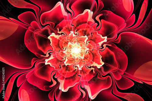 Fractal fantastic red flower. Abstract background.