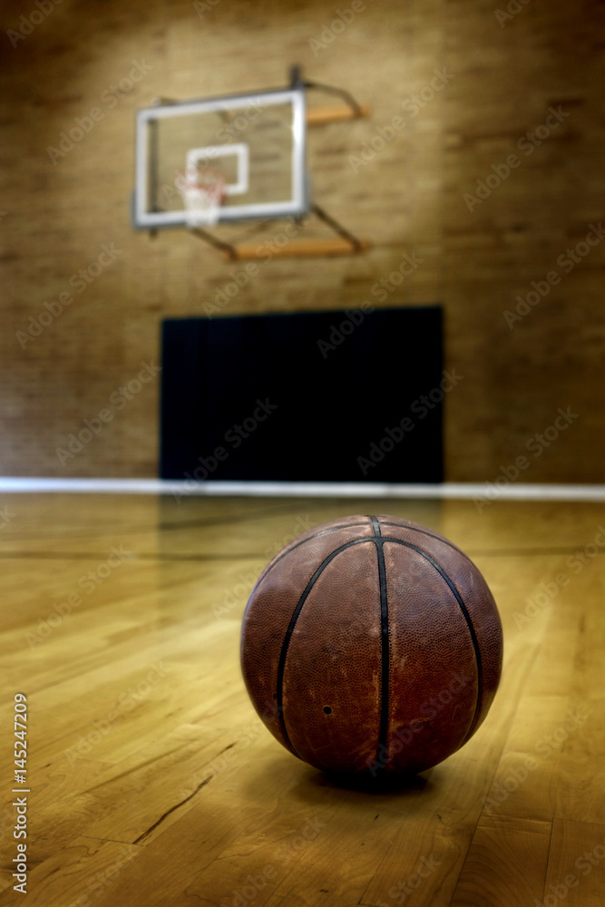 Obraz premium Basketball on Ball Court for Competition and Sports