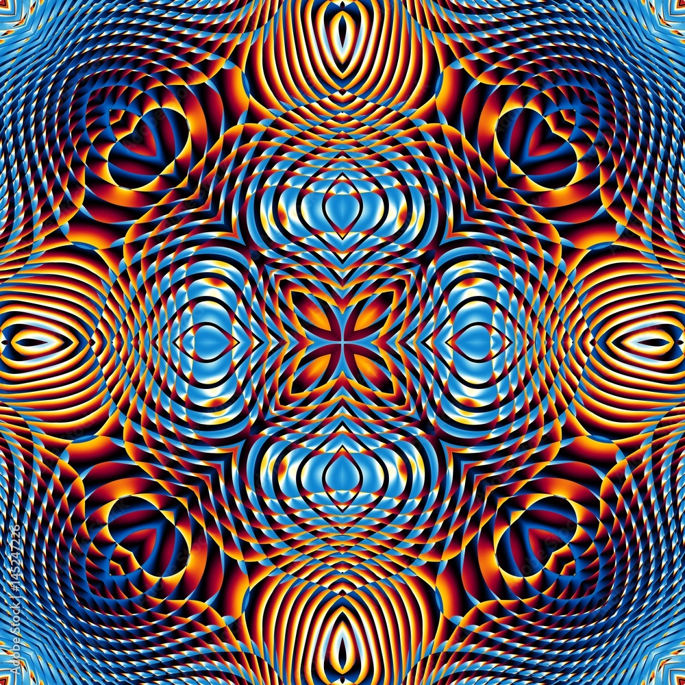 Abstract square background. Symmetric psychedelic ornament pattern Abstract square background. Symmetric psychedelic ornament pattern