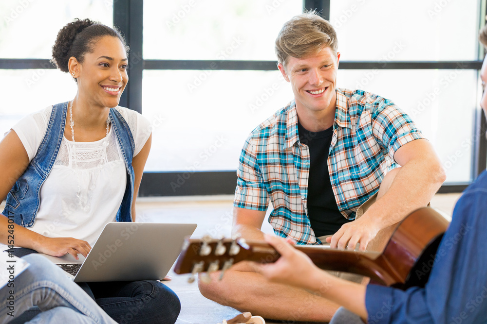 Young office workers or students as a team Young office workers or students as a team