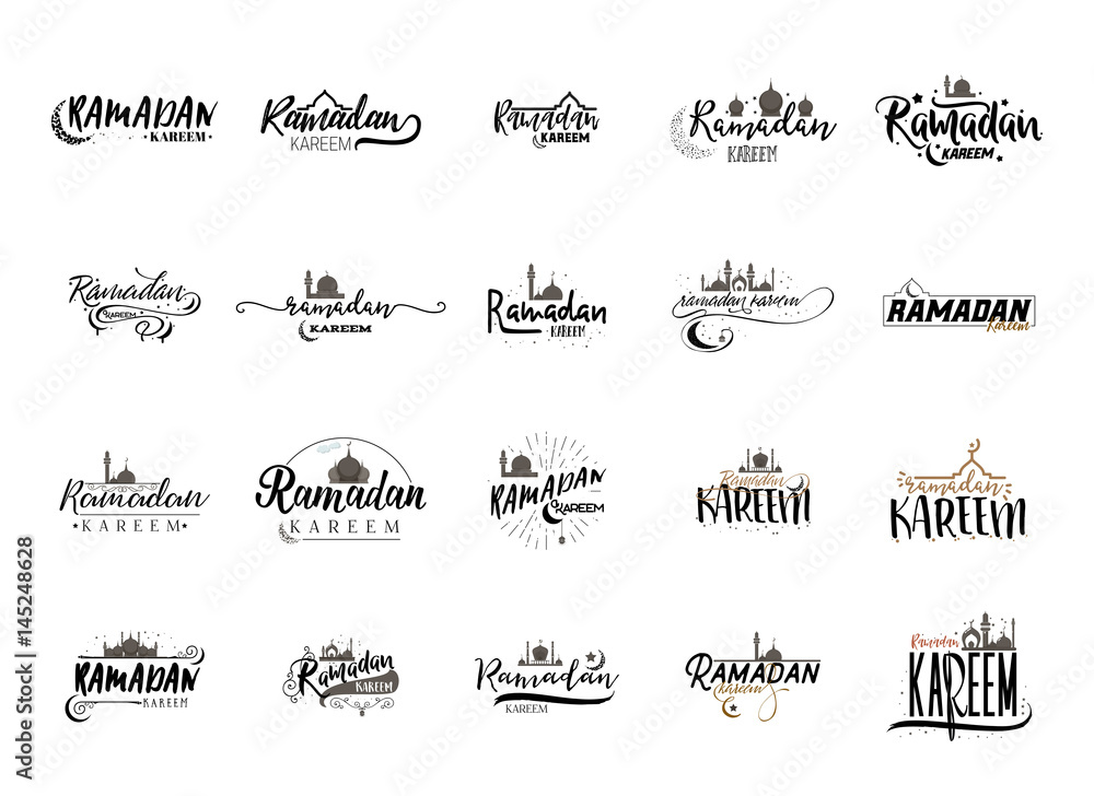Ramadan Kareem - Handmade template. Isolated vector object logo is a badge for your design - obrazy, fototapety, plakaty 