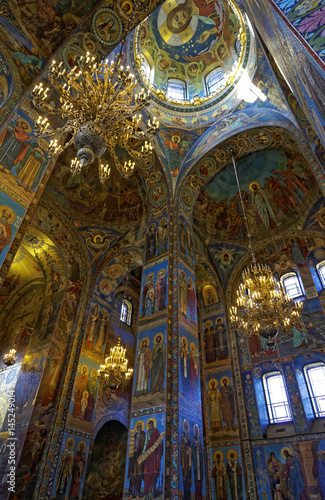 Interior of the Cathedral of the Resurrection of Christ in Saint Petersburg  Russia. Church of the Savior on Blood