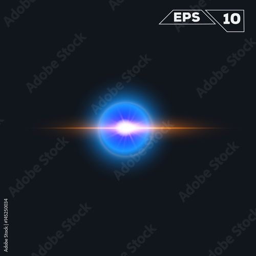abstract blue sphere shine sparkles isolated on dark background