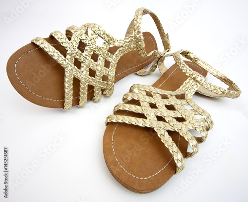 Gold sandals.