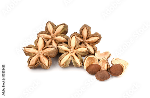 sacha inchi peanut seed on white background photo