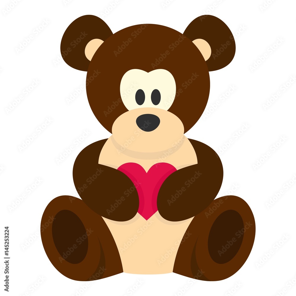 Obraz premium Teddy bear with pink heart icon isolated