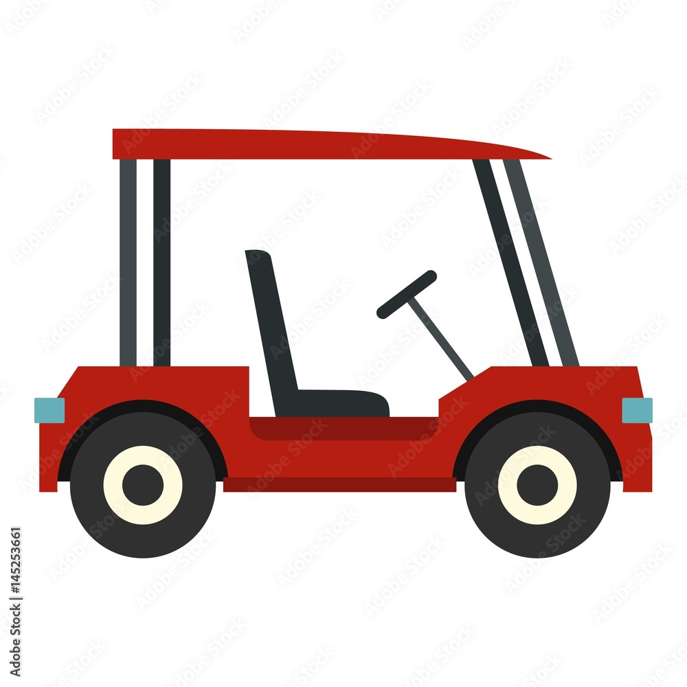 Red golf cart icon isolated