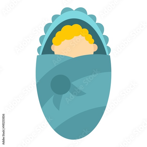 Newborn infant wrapped in baby blanket icon