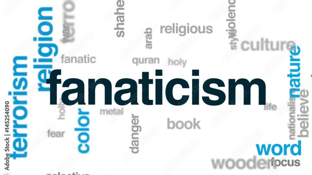 Fanaticism animated word cloud on white background Fanaticism animated word cloud on white background