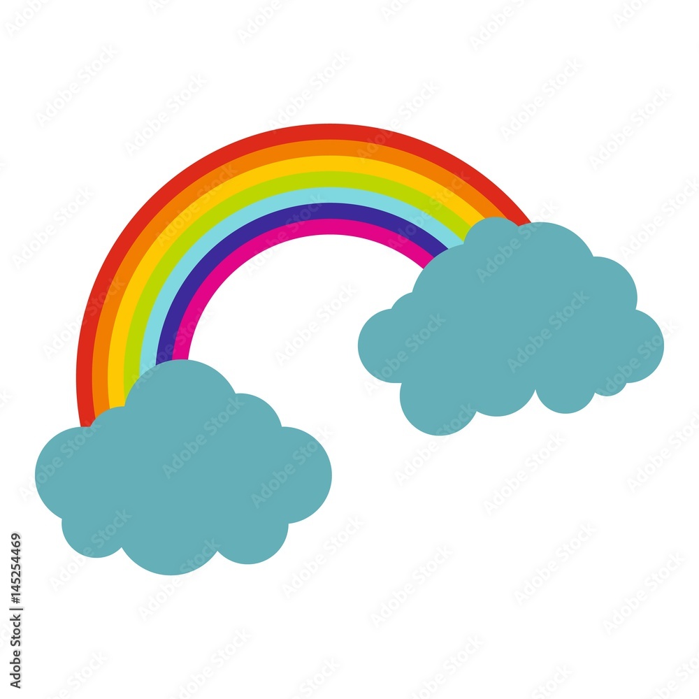 Rainbow and clouds icon isolated