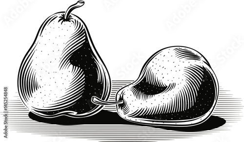Two pears on white background