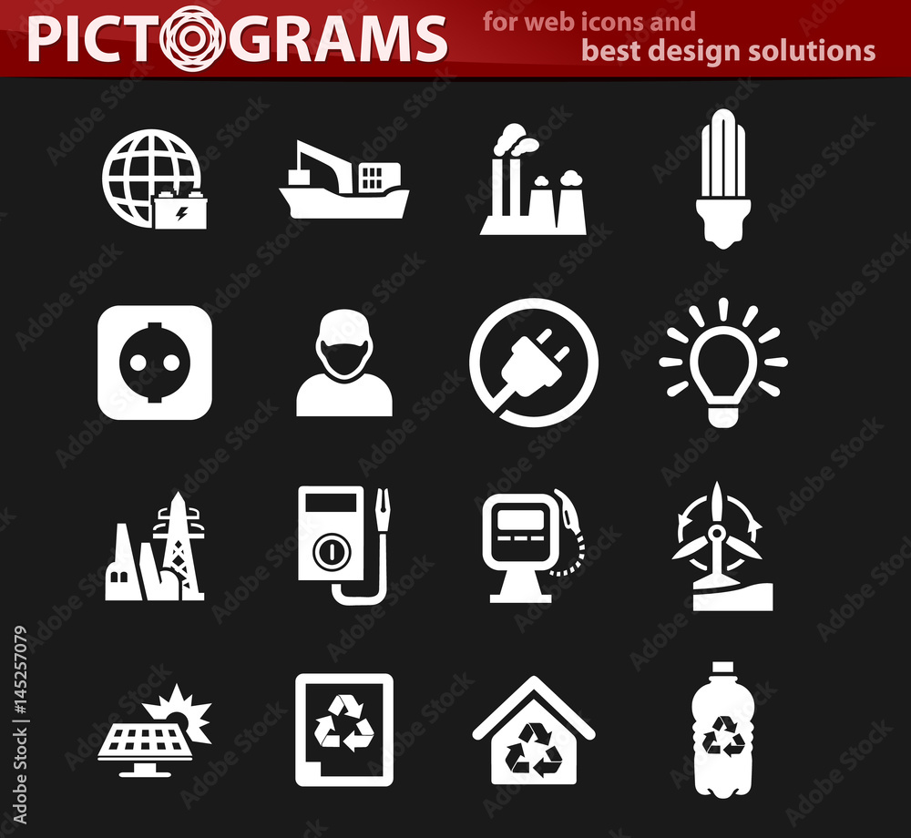 Alternative energy icons set Alternative energy icons set