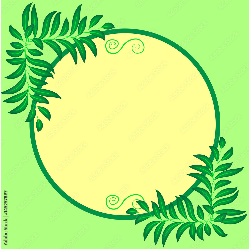 Frame for text round, decoration with leaves Frame for text round, decoration with leaves
