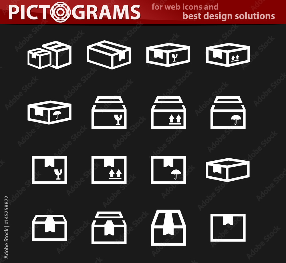 Simple icons set of box Simple icons set of box